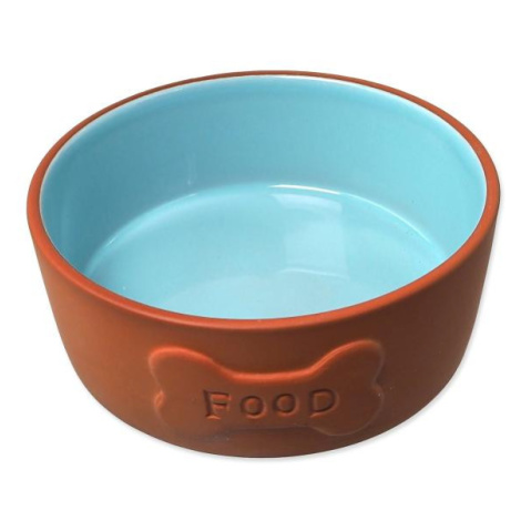 Miska Dog Fantasy keramická FOOD tehlová/modrá 13x5cm, 350ml