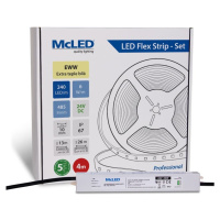 McLED  LED páska - sada 4 m, 240 LED/m, EWW, 6 W/m, DC 24V, 485 lm/m, CRI90, IP67, 10 mm, vodič 