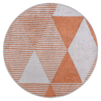 Oranžový umývateľný okrúhly koberec ø 120 cm Yuvarlak – Vitaus