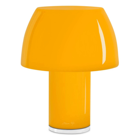 Nemo LED dobíjacia stolná lampa Lorosae, žltá, sklo, IP54, USB