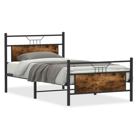 vidaXL Posteľný rám bez matraca dymový dub 100x190 cm kompozitné drevo