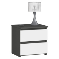 Nočný stolík CL2 s 2 zásuvkami šedý grafit/biely