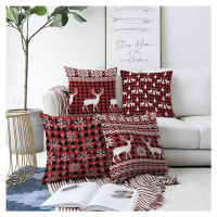 Súprava 4 vianočných žinylkových obliečok na vankúš Minimalist Cushion Covers Tartan, 55 x 55 cm