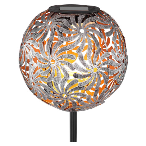LED solárna lampa 33632 s kovovou guľou, striebro Globo