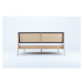 Sivá/prírodná čalúnená dvojlôžková posteľ z dubového dreva 140x200 cm Fawn - Gazzda