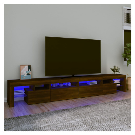 vidaXL TV skrinka s LED svetlami hnedý dub 260x36,5x40 cm