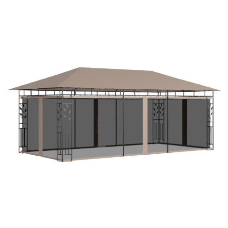 vidaXL Altánok so sieťou proti komárom 6x3x2,73 m sivohnedý 180 g/㎡