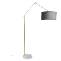 Moderná stojaca lampa zlaté zamatové tienidlo šedá 50 cm - Redaktor