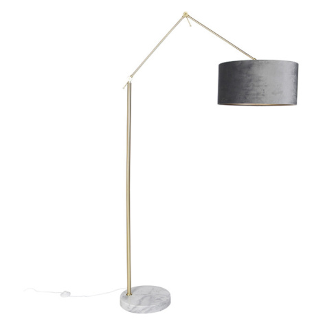Moderná stojaca lampa zlaté zamatové tienidlo šedá 50 cm - Redaktor QAZQA