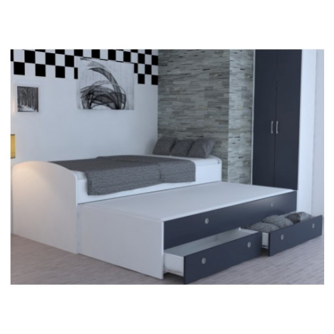 Rozkladacia posteľ Patrik Color 90x200 cm, biela/antracit% Asko