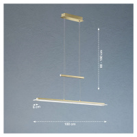 Závesné LED svietidlo Tenso, mosadzná farba, dĺžka 100 cm, CCT