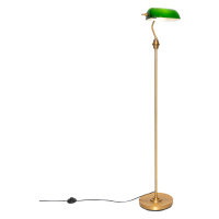 Klasická notárska stojaca lampa bronz so zeleným sklom - Banker