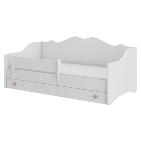 Expedo Detská posteľ MEKA C  + matrac, 80x160, biela/ružová