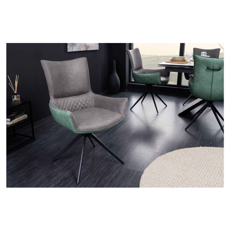 LuxD 28470 Dizajnová otočná stolička Wendell sivá / zelená
