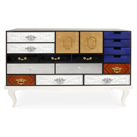 Estila Luxusná moderná komoda Mondrian z lakovaného masívneho dreva s 15timi dizajnovými zásuvka