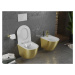 MEXEN - Lena Závesná WC misa vrátane sedátka s slow-slim, duroplast, biela/zlatá vzor línia 3022