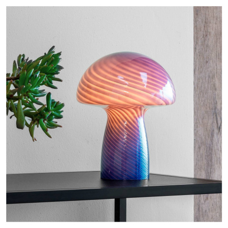 Dyberg Larsen Stolná lampa Mushroom, modrá, výška 23 cm, sklo