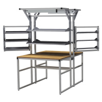 workalu® Hliníkový dielenský stôl so systémovou nadstavbou, obojstranný bedrunka hirth
