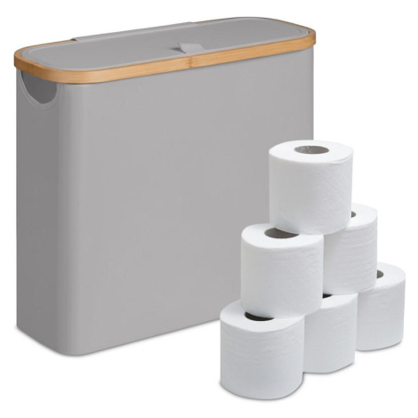 Relaxdays ZÁSOBNÍK Sivý na toaletný papier 12 roliek polyester bambus