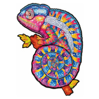 Drevené farebné puzzle - Hypnotický chameleón