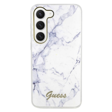 Plastové puzdro Guess na Samsung Galaxy S23 5G S911 GUHCS23SPCUMAH HC Marble biele