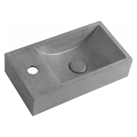 SAPHO - CREST L betónové umývadlo vrátane výpuste, 40x22cm, čierny granit AR403