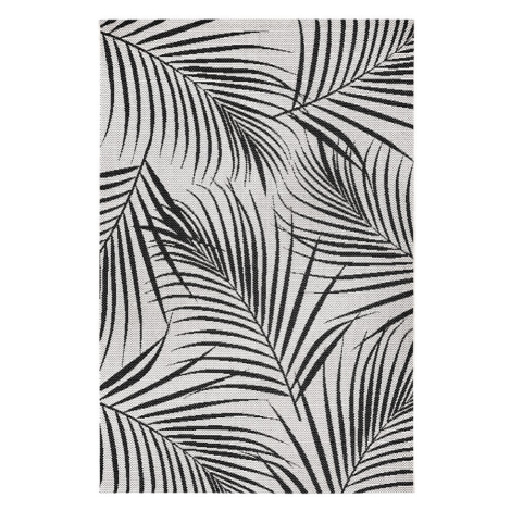 Čierno-sivý vonkajší koberec Ragami Flora, 80 x 150 cm