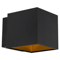 Dizajnové nástenné svietidlo čierna / zlatá vrátane LED - Caja