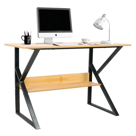 Písací stôl s policou, buk/čierna, TARCAL 100 Tempo Kondela