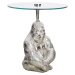 Estila Luxusný glamour okrúhly príručný stolík Wilde s podstavou v tvare gorily a so sklenenou v