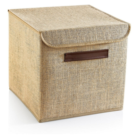 Svetlohnedý úložný box s vekom z juty 30x30x30 cm – Mioli Decor