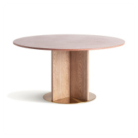 Estila Luxusný Art-deco okrúhly jedalensky stôl Caya s povrchovou terrazzo doskou s podstavou z 