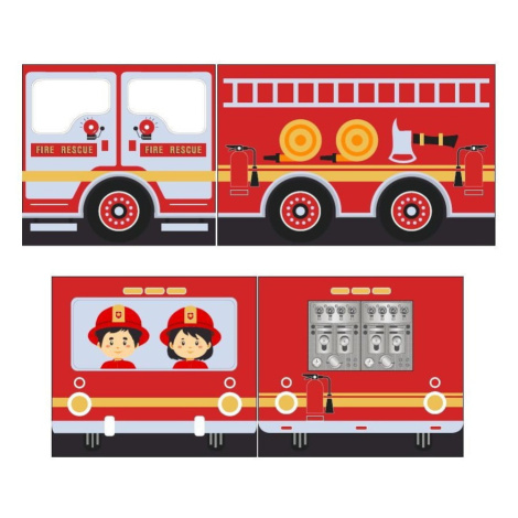 Detský záves k posteli 4 ks 195x75 cm Fire Truck – Vipack