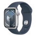 APPLE WATCH SERIES 9 GPS 41MM SILVER ALUMINIUM CASE WITH STORM BLUE SPORT BAND - M/L, MR913QC/A