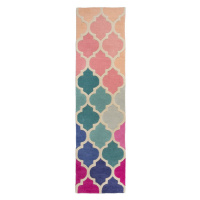 Ručně všívaný běhoun Illusion Rosella Pink/Blue - 60x230 cm Flair Rugs koberce