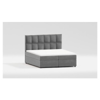 Sivá čalúnená dvojlôžková posteľ s úložným priestorom 160x200 cm Flip – Ropez