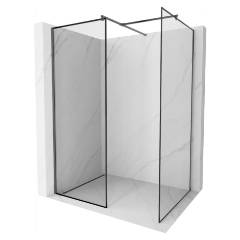 MEXEN/S - Kyoto Sprchová zástena WALK-IN 100 x 100 cm, čierny vzor, grafit kartáčovaná 800-100-2