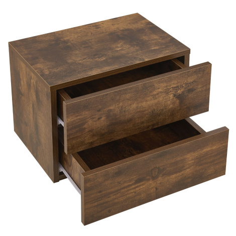 Juskys Nočný stolík 40x29x30 cm s 2 šuflíkmi, vzhľad dreva