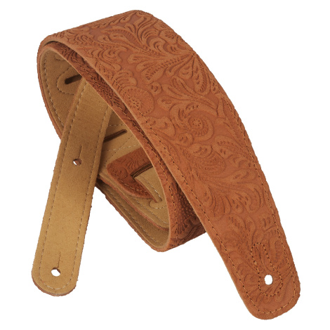 Perri's Leathers 7194 Decorated Suede Guitar Strap Floral Tan