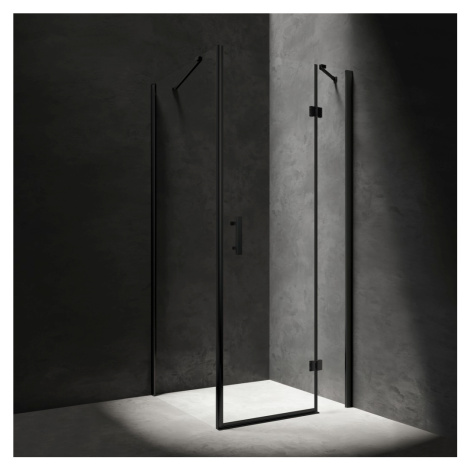 OMNIRES - MANHATTAN obdĺžnikový sprchovací kút s krídlovými dverami, 80 x 100 cm čierna mat / tr