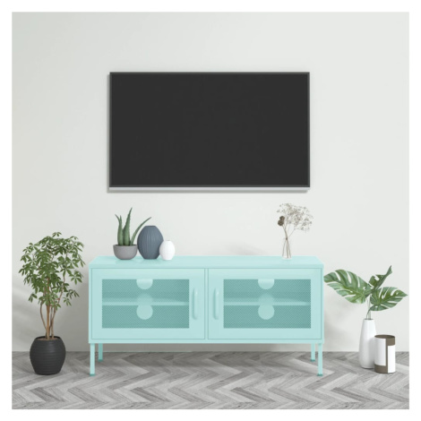 vidaXL TV skrinka mätovo-zelená 105x35x50 cm oceľ