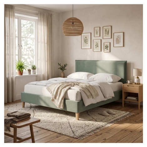 Zelená čalúnená dvojlôžková posteľ s roštom 140x200 cm Tina – Ropez