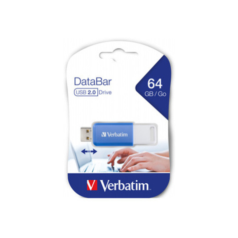 Verbatim USB flash disk, USB 2.0, 64GB, DataBar, modrý, 49455, pro archivaci dat