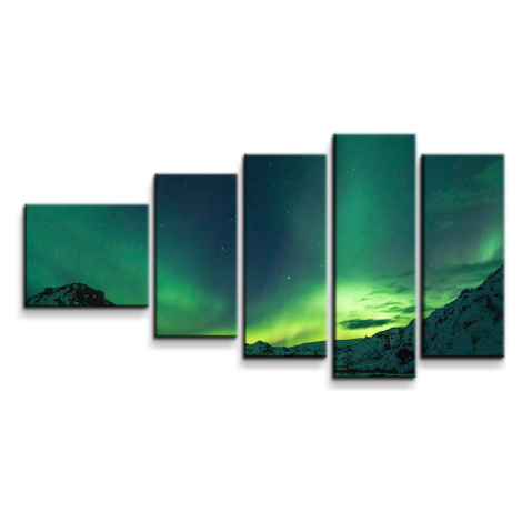 Obraz - 5-dílný Zelená žiara - 100x60 cm