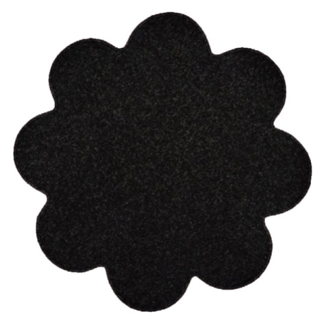Kusový koberec Eton černý květina - 160x160 kytka cm Vopi koberce