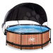 Bazén so strieškou a filtráciou Wood pool Exit Toys kruhový oceľová konštrukcia 244*76 cm hnedý 