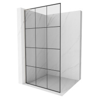 Mexen Kioto L, sprchová zástena Walk-In 100 x 200 cm, 8mm číre sklo čierny vzor, brúsená oceľ pr