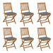 Skladacia záhradná stolička s poduškami 6 ks Dekorhome Sivá,Skladacia záhradná stolička s podušk