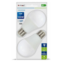 Žiarovka LED E27 15W, 6400K, 1350lm, 2-balenie, A60 VT-2117 (V-TAC)
