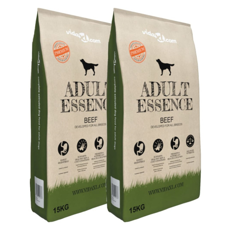 vidaXL Prémiové psie krmivo Adult Essence Beef 2ks 30kg